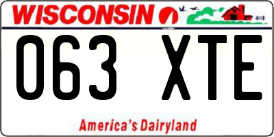 WI license plate 063XTE
