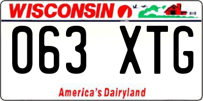 WI license plate 063XTG