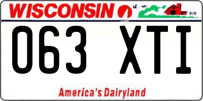 WI license plate 063XTI