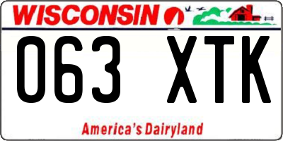 WI license plate 063XTK