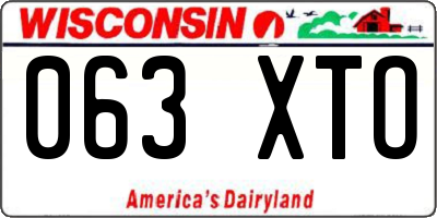 WI license plate 063XTO