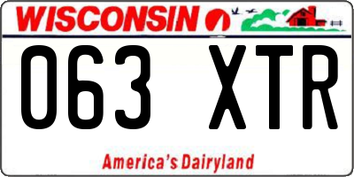 WI license plate 063XTR