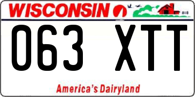 WI license plate 063XTT