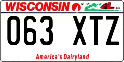 WI license plate 063XTZ
