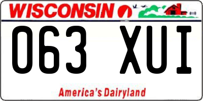 WI license plate 063XUI