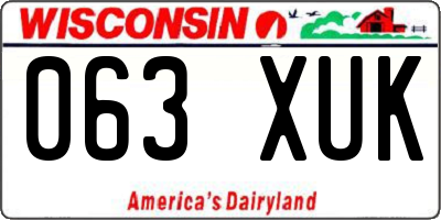 WI license plate 063XUK