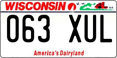 WI license plate 063XUL
