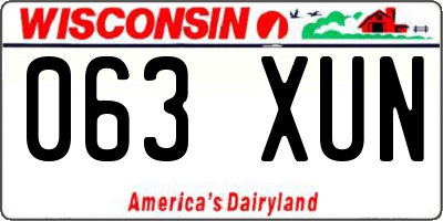 WI license plate 063XUN