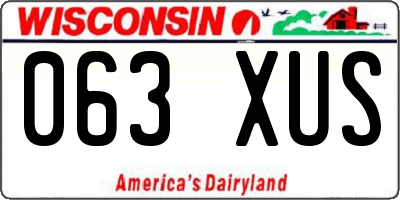 WI license plate 063XUS