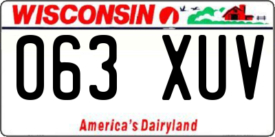 WI license plate 063XUV