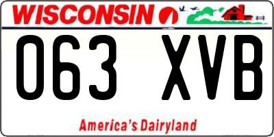 WI license plate 063XVB