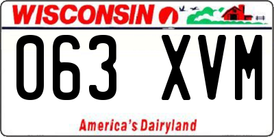WI license plate 063XVM