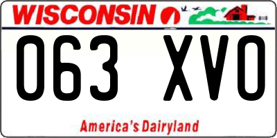 WI license plate 063XVO