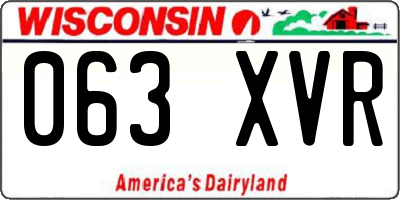 WI license plate 063XVR