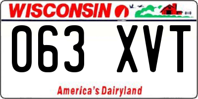 WI license plate 063XVT