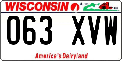 WI license plate 063XVW