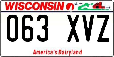 WI license plate 063XVZ