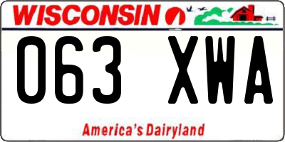 WI license plate 063XWA