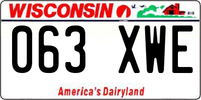 WI license plate 063XWE