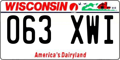 WI license plate 063XWI