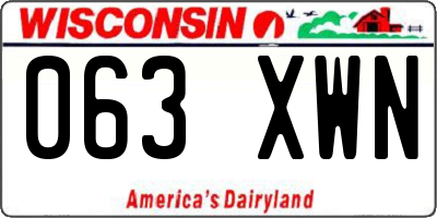 WI license plate 063XWN