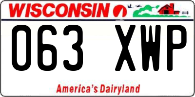WI license plate 063XWP