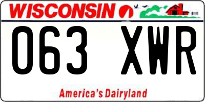 WI license plate 063XWR