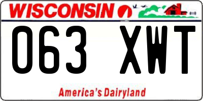 WI license plate 063XWT