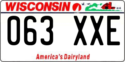 WI license plate 063XXE