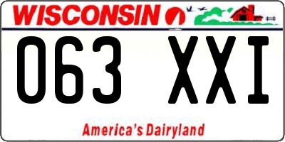 WI license plate 063XXI