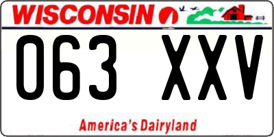 WI license plate 063XXV