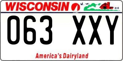 WI license plate 063XXY
