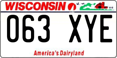 WI license plate 063XYE