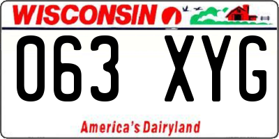WI license plate 063XYG