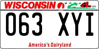 WI license plate 063XYI