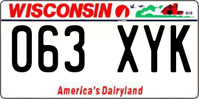 WI license plate 063XYK