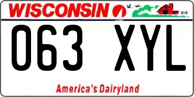 WI license plate 063XYL