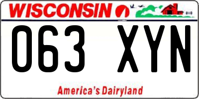 WI license plate 063XYN