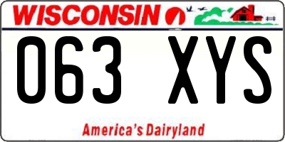 WI license plate 063XYS