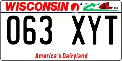 WI license plate 063XYT