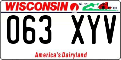 WI license plate 063XYV