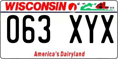 WI license plate 063XYX