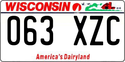 WI license plate 063XZC