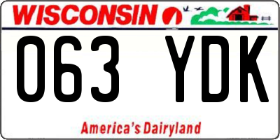 WI license plate 063YDK