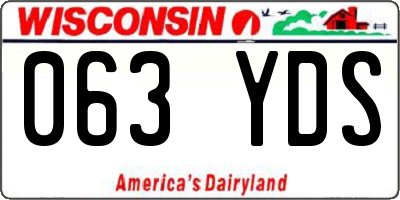 WI license plate 063YDS