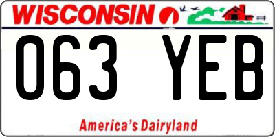 WI license plate 063YEB