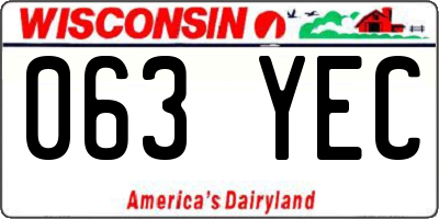 WI license plate 063YEC