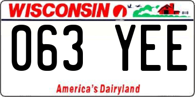 WI license plate 063YEE