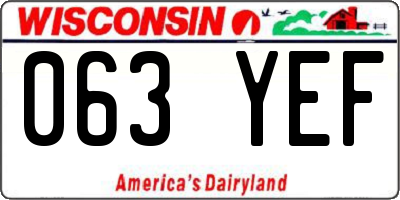 WI license plate 063YEF