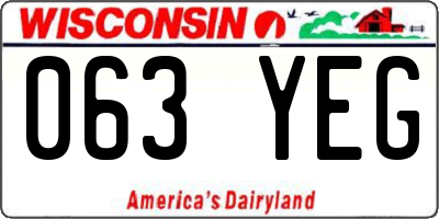 WI license plate 063YEG